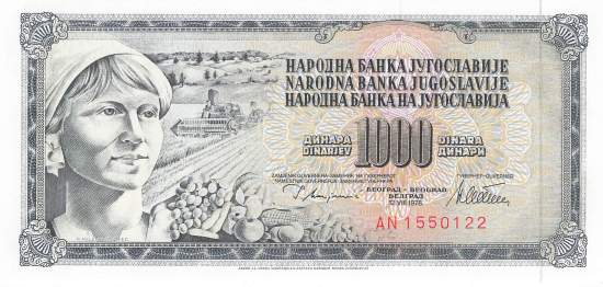 Jugoslawien p92c 1000 Dinara 1978